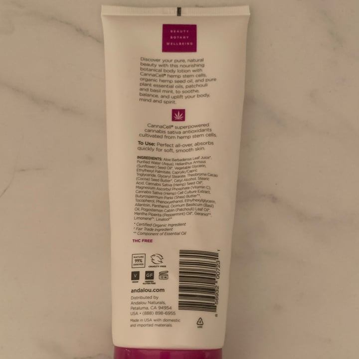 photo of Andalou Naturals Patchouli & Basil Mint Ritual Cannacell Botanical Body Lotion shared by @mandygvegan on  13 Jan 2024 - review