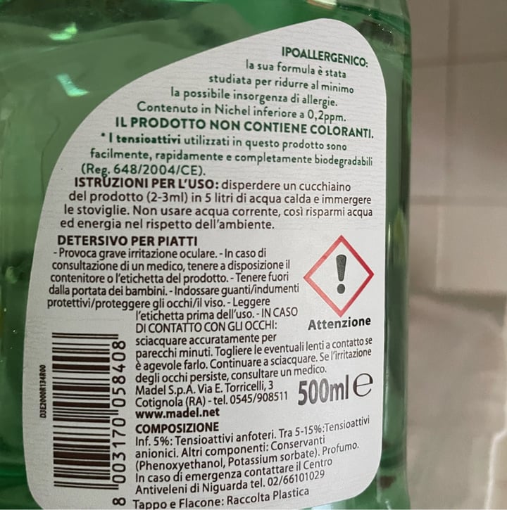 photo of Verso Natura Eco Conad Detersivo concentrato piatti lime e menta shared by @lunaros on  26 Nov 2023 - review