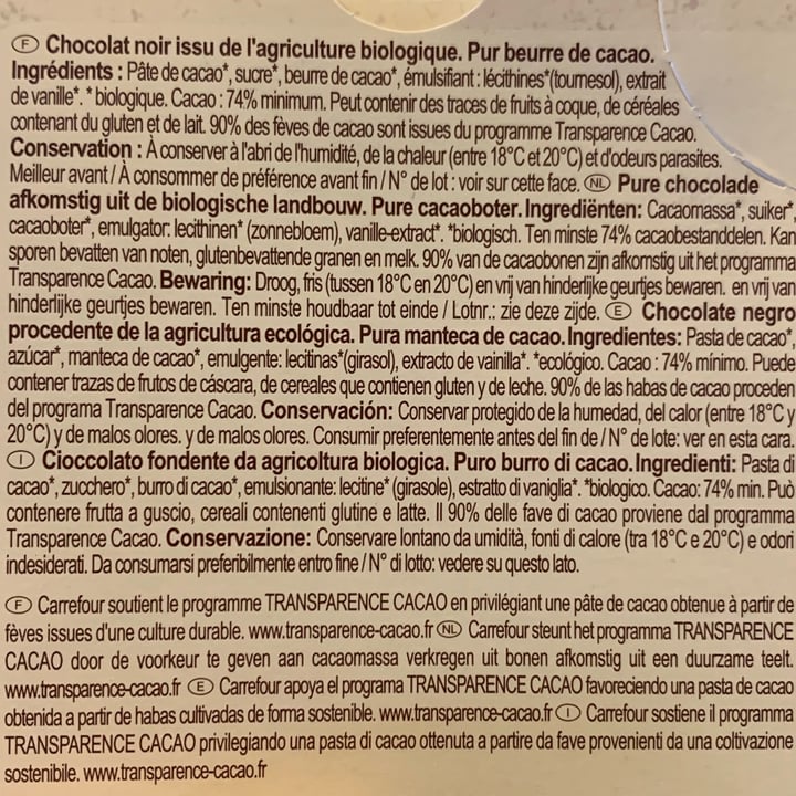 photo of Carrefour Bio noir 74% shared by @sechague on  17 Sep 2023 - review