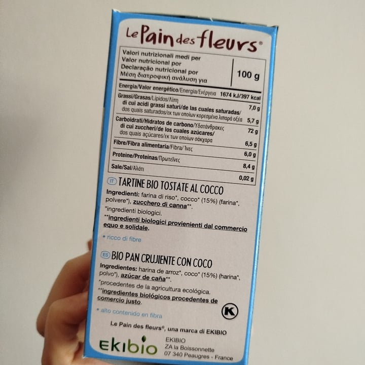 photo of Le Pain des Fleurs Tartine Bio Tostate Cocco shared by @scatolettadiceci on  31 Jan 2025 - review