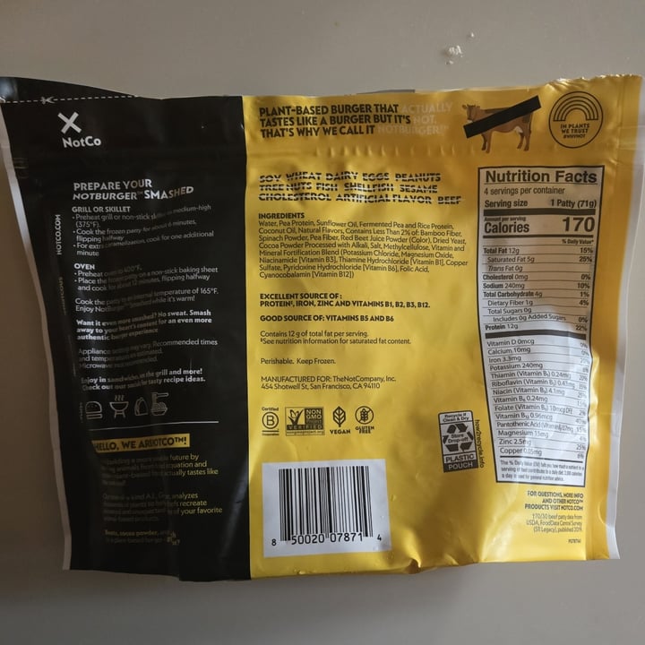 photo of NotCo NotBurger Smashed shared by @teknevra on  01 Aug 2024 - review