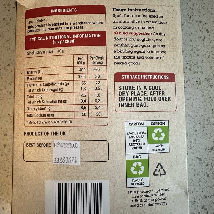 photo of Health Connection Wholefoods wholegrain spelt flour shared by @reshmikhan on  30 Mar 2024 - review