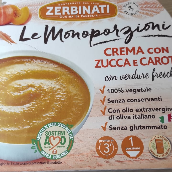 photo of Zerbinati monoporzioni Crema Zucca E Carote shared by @alessandraaaa on  21 Apr 2024 - review