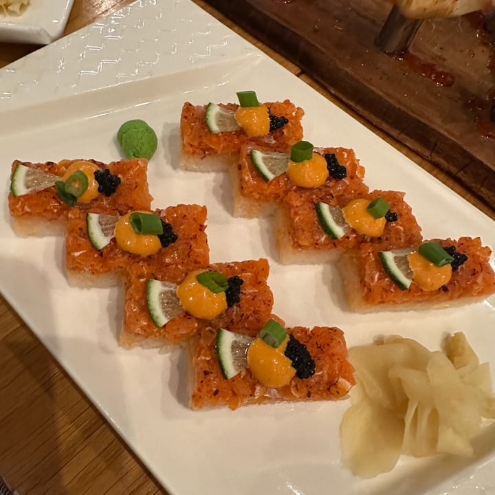 photo of Beyond Sushi (W 37th Street) Oshizushi Spicy “Salmon” shared by @veganstamps on  03 Jan 2025 - review