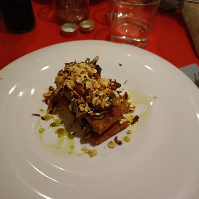 Photo of the dish “Farinata Ligure, Emulsione Di Prezzemolo, Funghi E Nocciole”