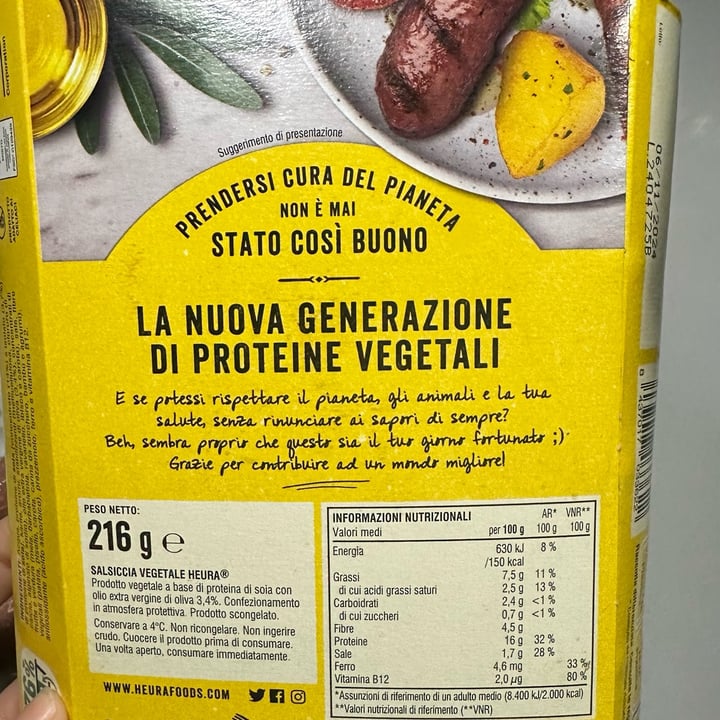 photo of Heura Salsiccia originale shared by @silviadmb on  10 Nov 2024 - review