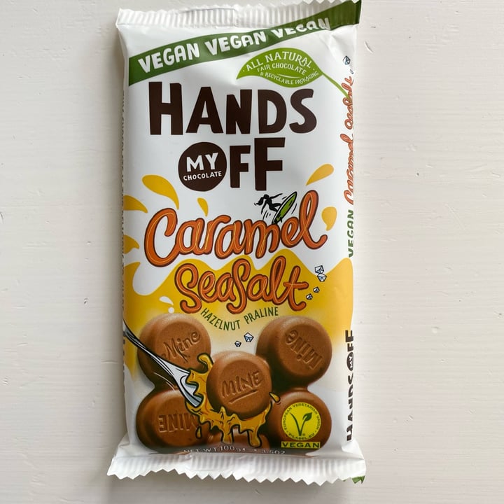 photo of Hands Off My Chocolate Caramel Seasalt Hazelnut Praline shared by @veganalexandria on  03 Oct 2023 - review