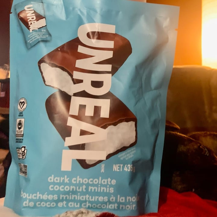 photo of UNREAL Dark chocolate coconut minis shared by @veganvanman on  23 Apr 2024 - review