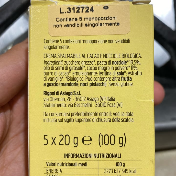 photo of Rigoni di Asiago Nocciolata senza Latte  -  5 Monoporzioni compostabili shared by @alltingarnej on  17 Nov 2024 - review