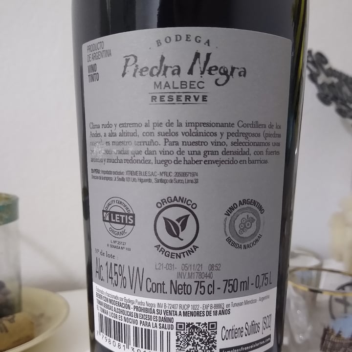 photo of Piedra negra MALBEC RESERVA shared by @silviov on  30 Aug 2023 - review