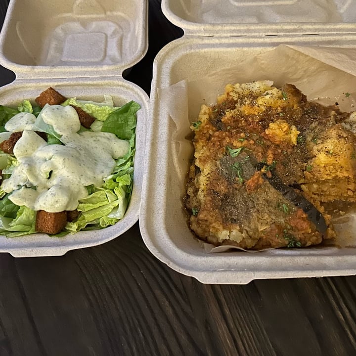 photo of The Smokin' Onion Restaurant + Food Truck Moussaka shared by @vegan4thecritters on  24 Feb 2024 - review