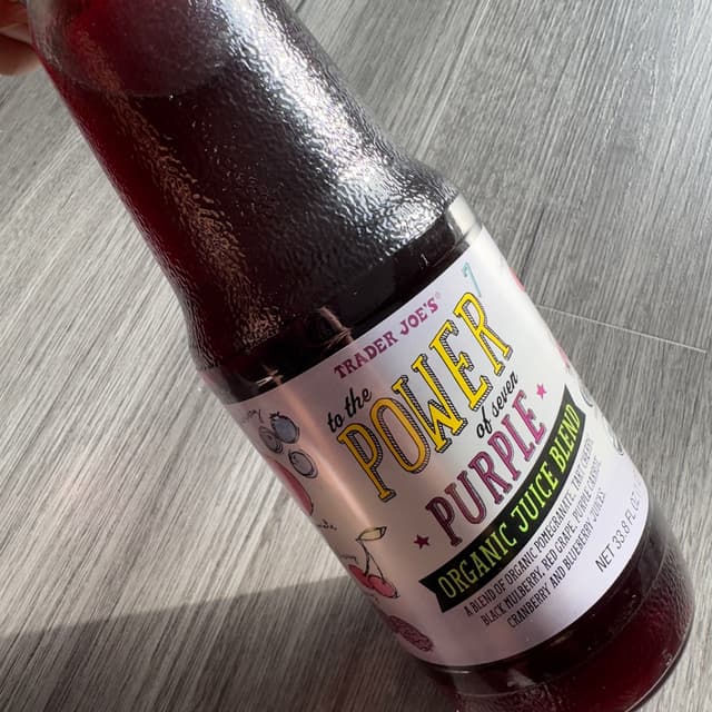 to the POWER of seven PURPLE Organic Juice Blend from Trader Joe's