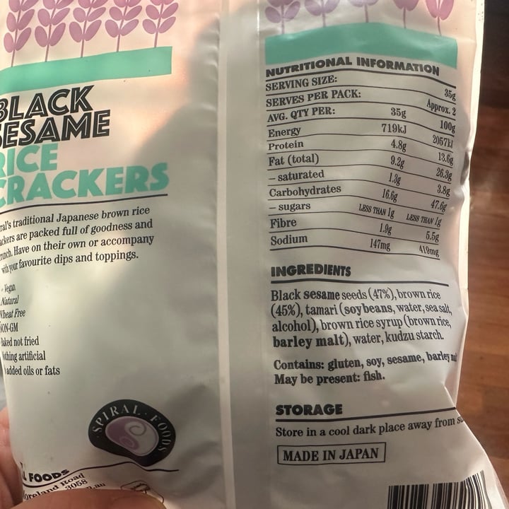 photo of Spiral Foods Black Sesame Rice Crackers shared by @itsjustmel on  26 Sep 2025 - review