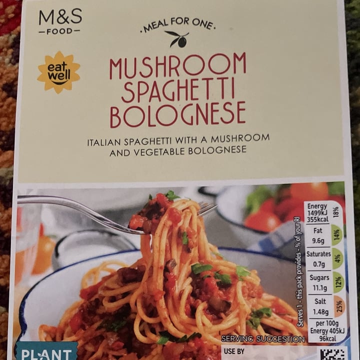 photo of Marks & Spencer Food (M&S) Mushroom Spaghetti Bolognese shared by @joanne71 on  13 Jun 2025 - review