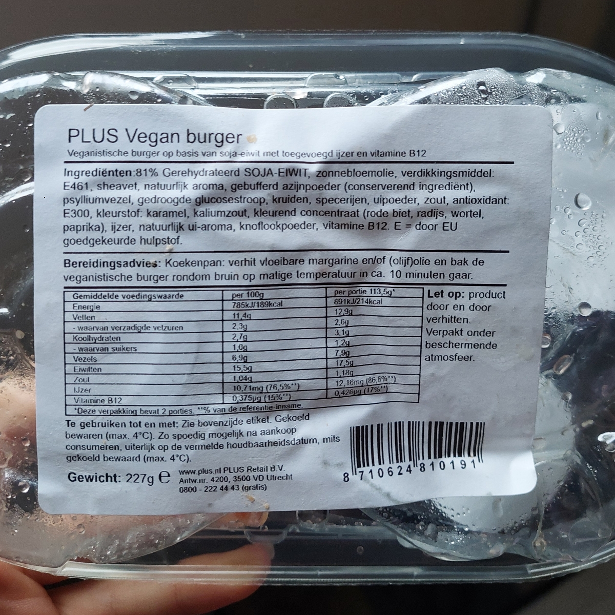 Vegan burger from Plus - Vegan Product Reviews & Ratings | abillion