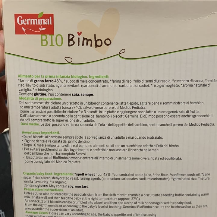 photo of Germinal Bio Bio Bimbo Biscotti Biologici Al Farro shared by @sabrinamarangoni on  18 Nov 2023 - review