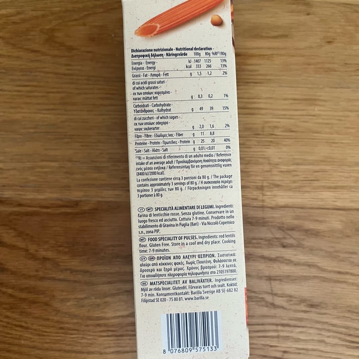 photo of Barilla penne lenticchie rosse shared by @chiadefe on  26 Jun 2025 - review