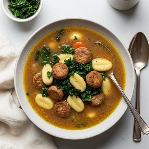 Hearty & Creamy Vegan Sausage Kale Gnocchi Soup (Dairy-Free Recipe)