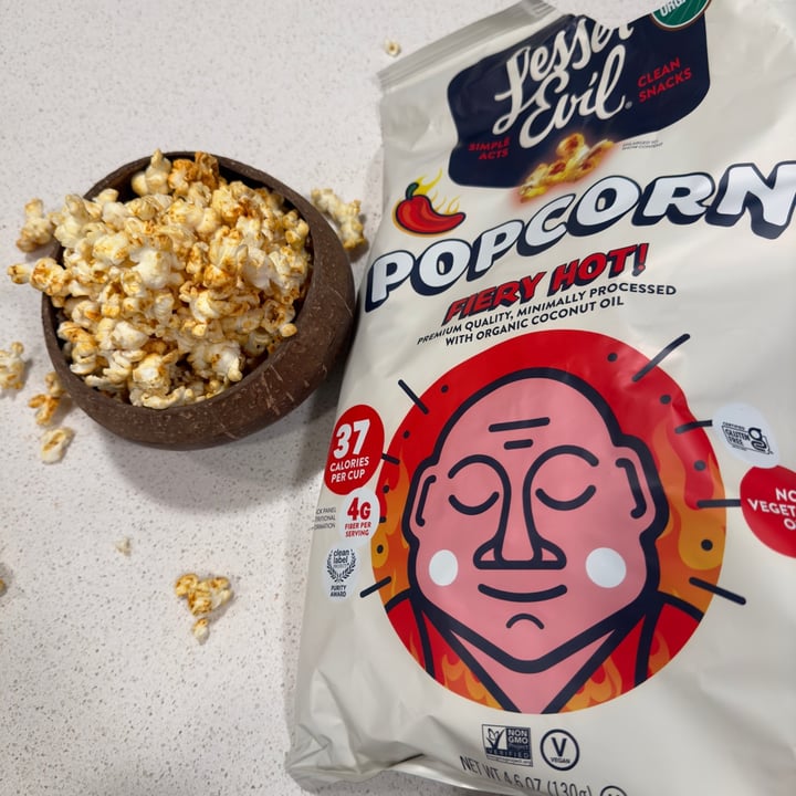 photo of Lesser Evil Snacks popcorn fiery hot shared by @berryveganplanet on  17 Dec 2023 - review