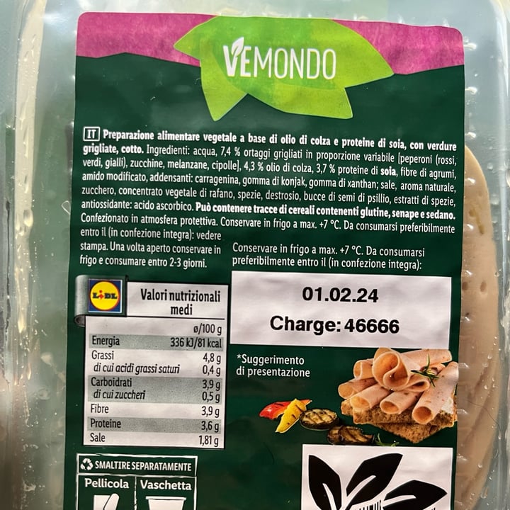 photo of Vemondo Vegan Cold Cuts With Grilled Vegetables shared by @laquokka on  08 Apr 2024 - review