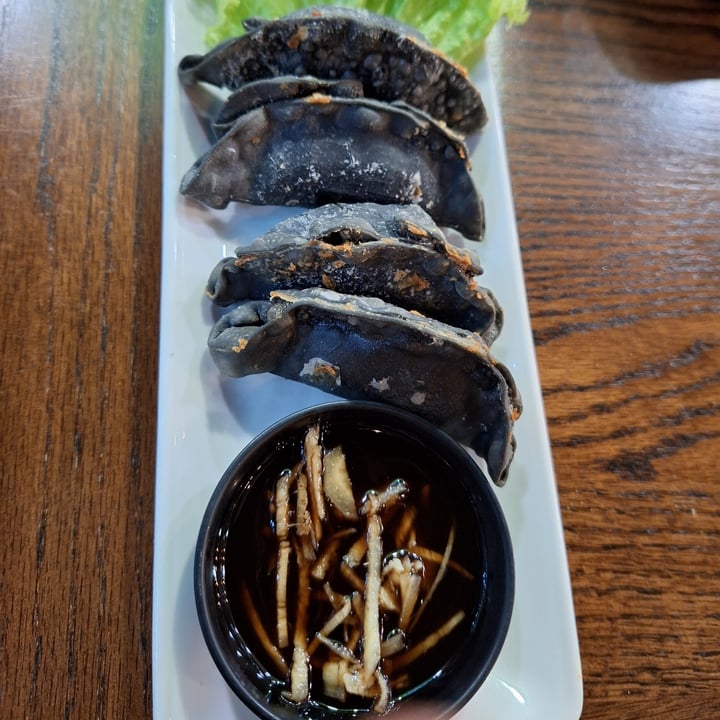 photo of nomVnom Bistro Charcoal Truffle Gyoza with Black Vinegar Ginger Dip shared by @veganspicegirl on  28 Apr 2024 - review