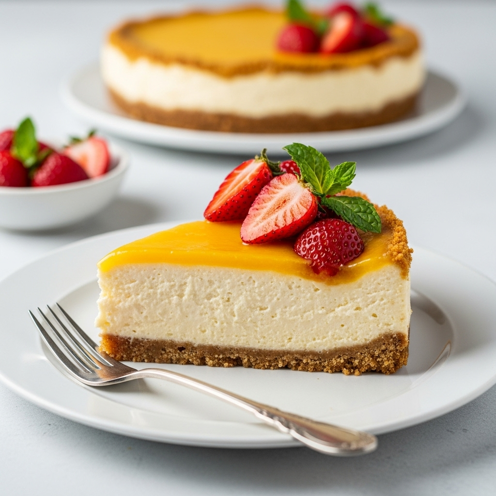 Slice of No-Bake Vegan Cheesecake