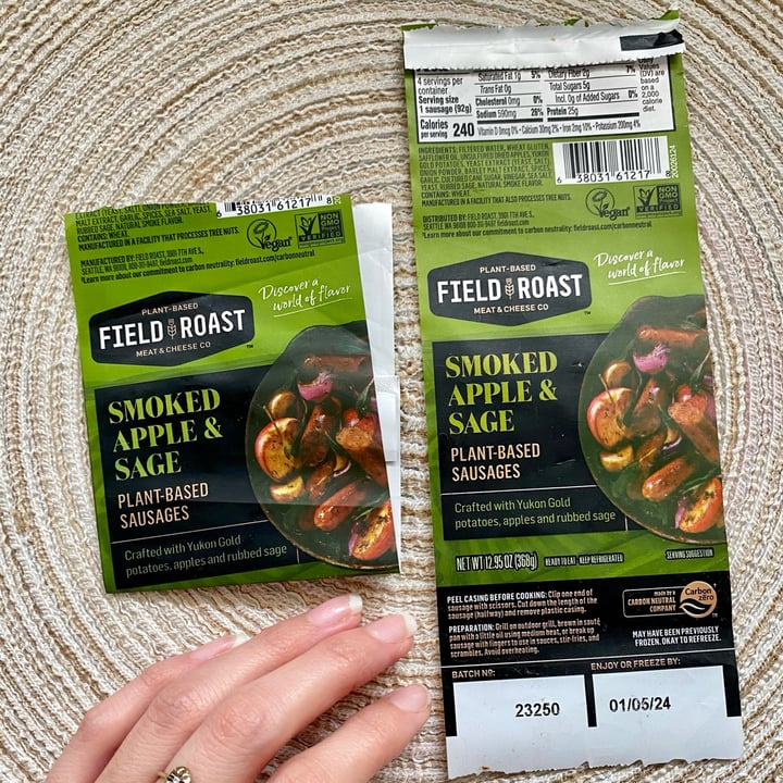 photo of Field Roast Smoked Apple & Sage Plant-Based Sausages shared by @lynsire on  06 Mar 2024 - review