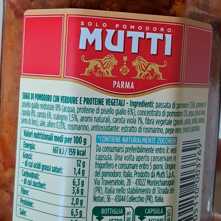 photo of Mutti Ragú Alla Mutti 100%Vegetale shared by @animalsright on  09 May 2024 - review