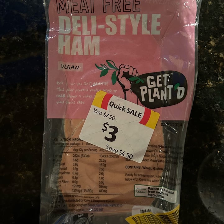 photo of get plant'd Meat Free Deli-Style Ham shared by @vegellious on  03 Jan 2024 - review