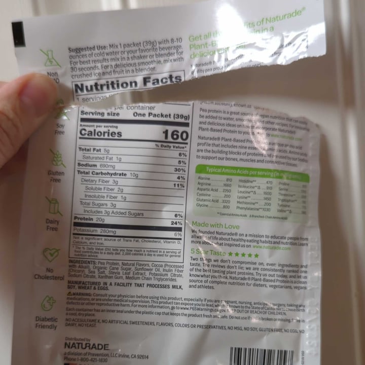photo of Naturade planted based protein shake chocolate shared by @regimack on  14 Apr 2024 - review