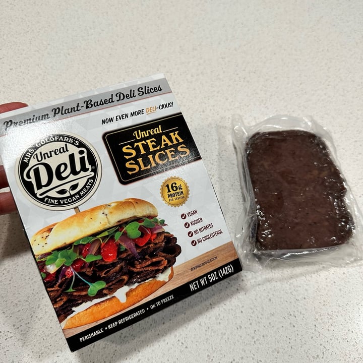 photo of Mrs. Goldfarb’s Unreal Deli Steak slices shared by @berryveganplanet on  22 Sep 2023 - review