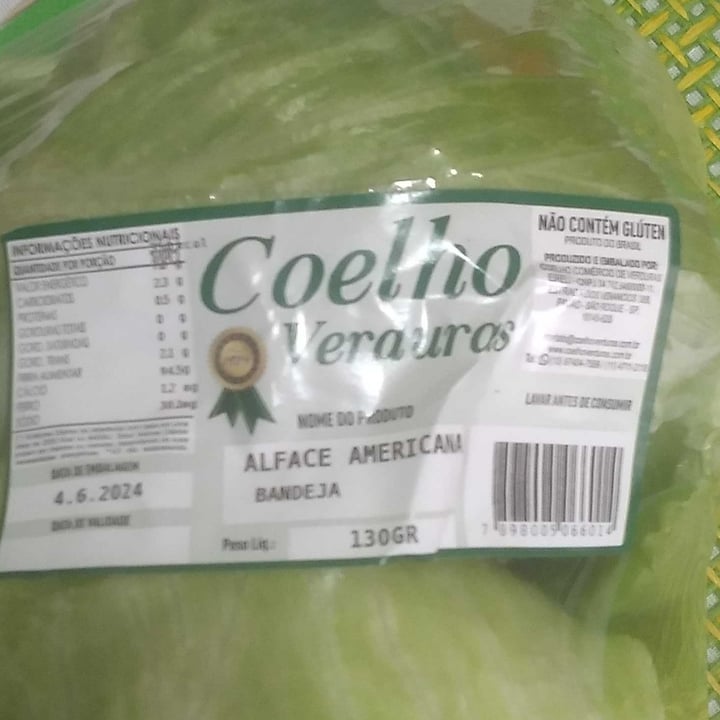 photo of Coelho verduras alface americana shared by @vfb on  04 Jun 2024 - review