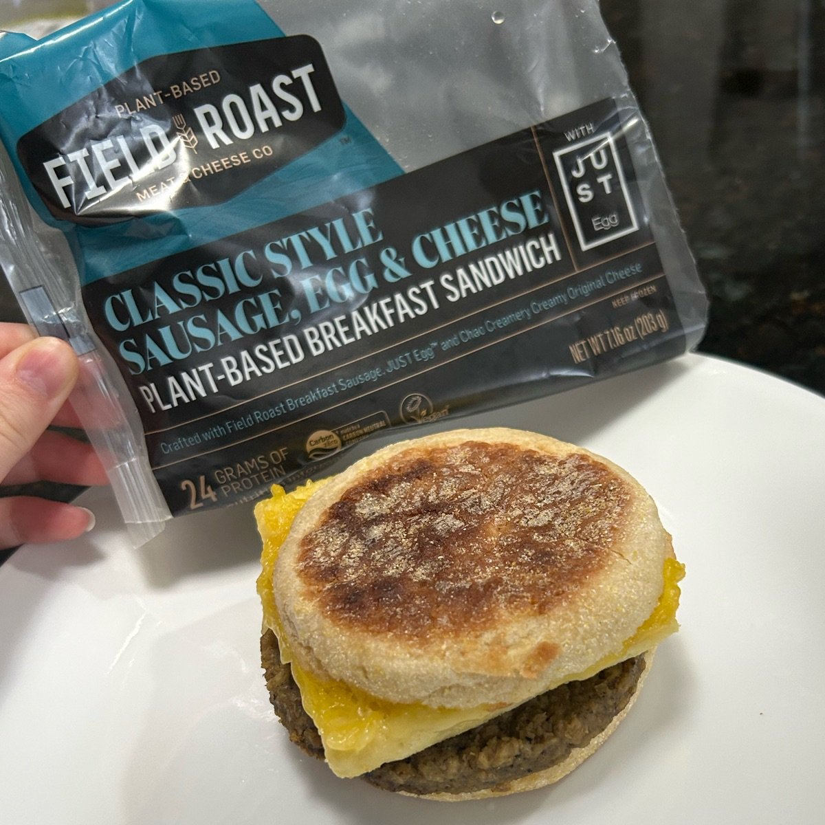 Field Roast JUST Egg Breakfast Sandwich - 7oz Plant-Based Vegan Breakfast Sandwich
