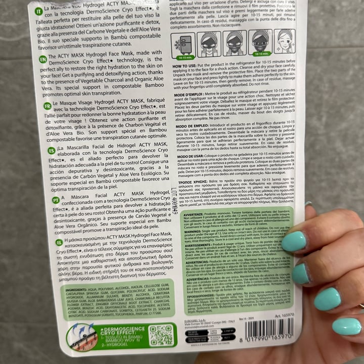 photo of Acty mask Hydrogel Mask Detox shared by @iosonomina on  29 Jun 2025 - review