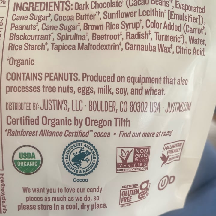 photo of Justin's dark chocolate peanut candy pieces shared by @knorthway on  26 Jun 2025 - review