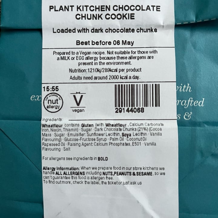 photo of Plant Kitchen (M&S) Vegan Chocolate cookie shared by @hypnicol on  06 May 2024 - review