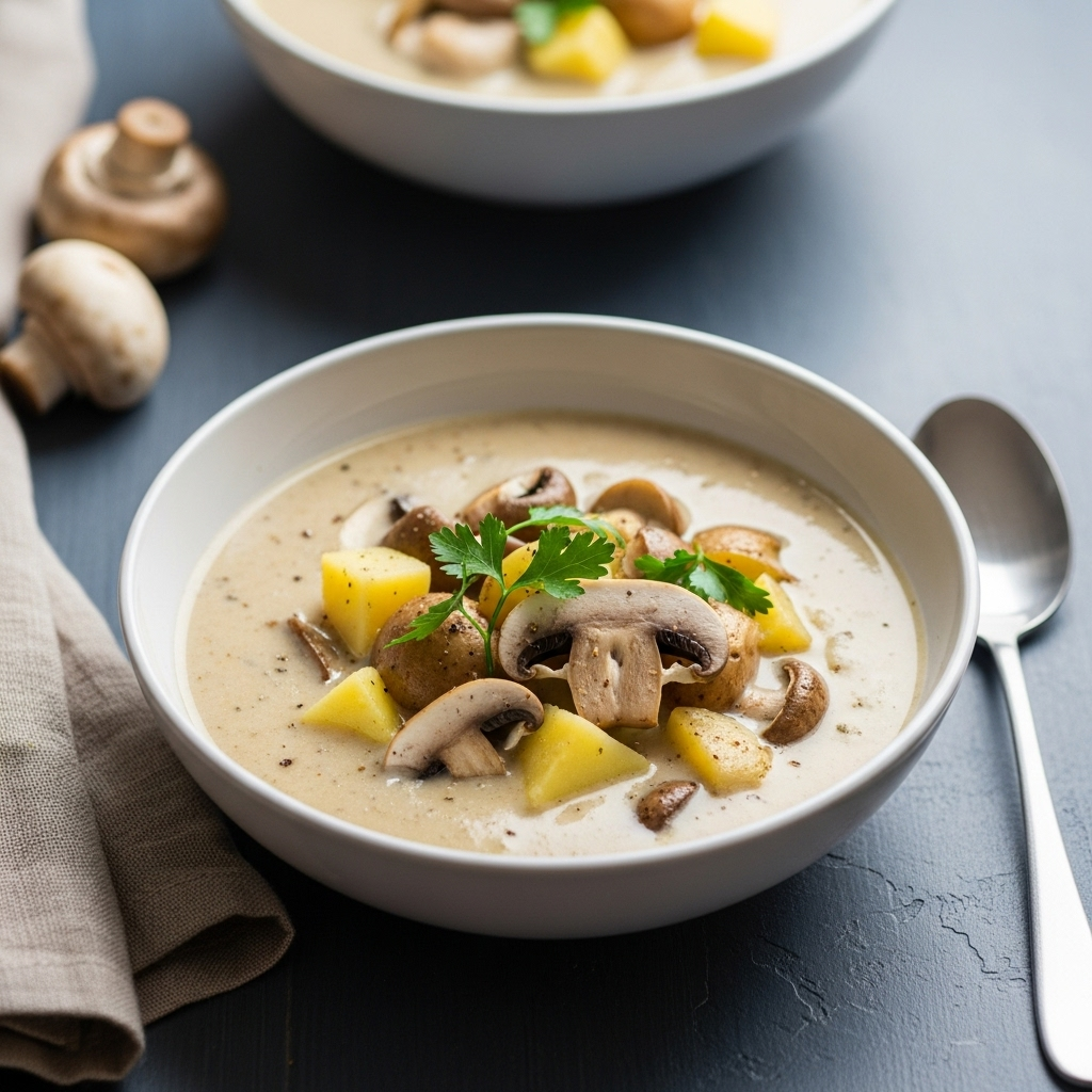 Mixed Mushroom & Potato Creamy Soup