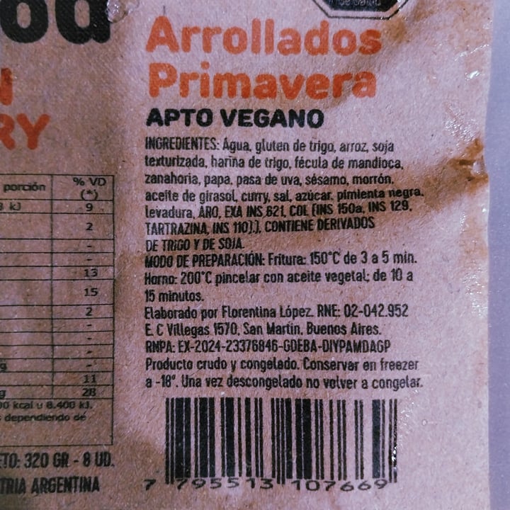 photo of S plant food Arrollados Primavera Seitan al Curry shared by @nanicuadern on  31 Aug 2024 - review
