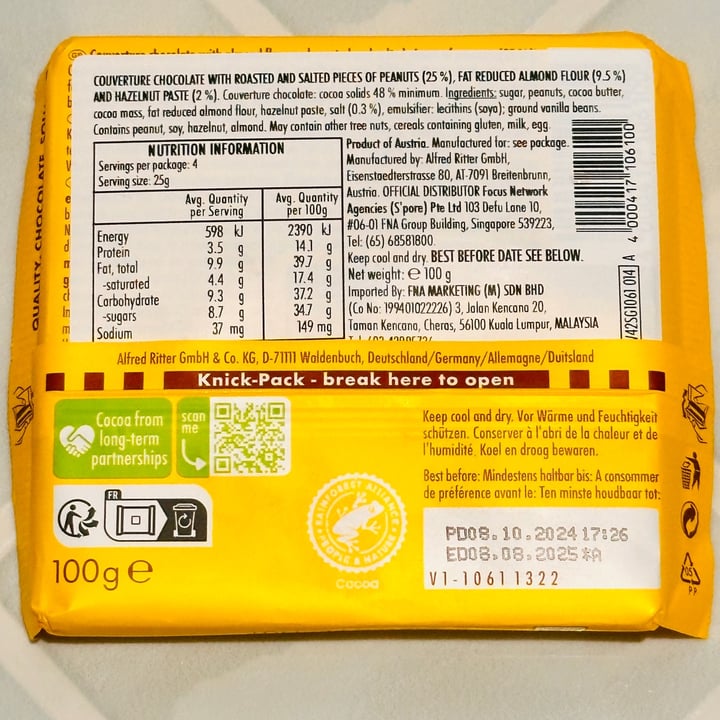 photo of Ritter Sport Roasted Peanut shared by @echoo on  24 Jun 2025 - review