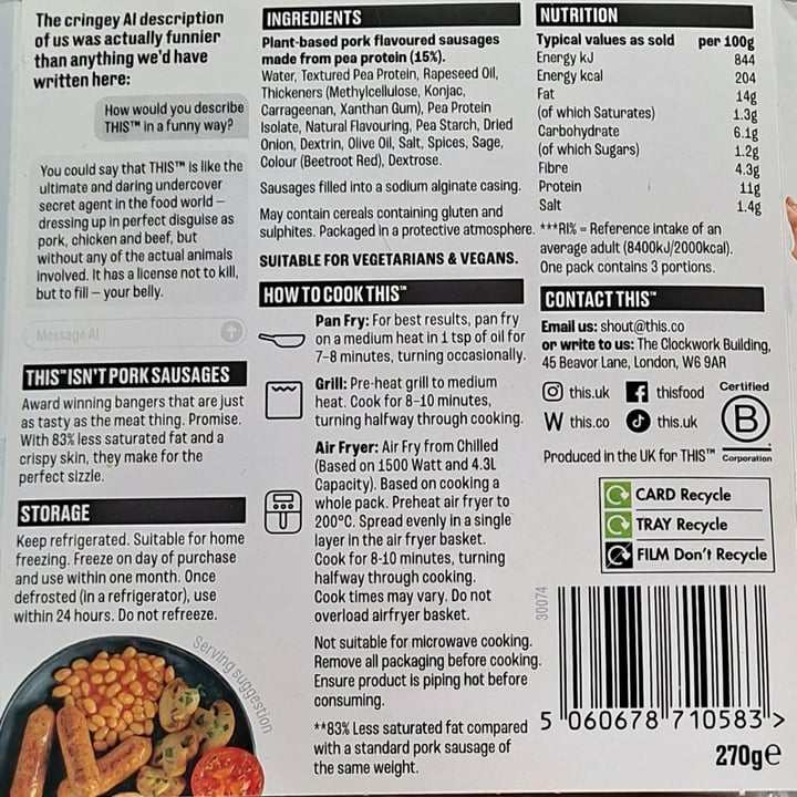photo of THIS This Isn’t Pork Sausages shared by @outgrowing8carnism on  06 Sep 2025 - review