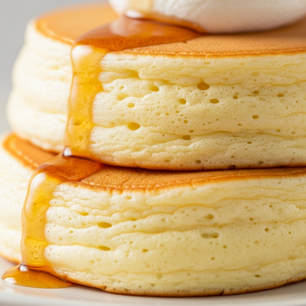 Close-up of fluffy pancake texture