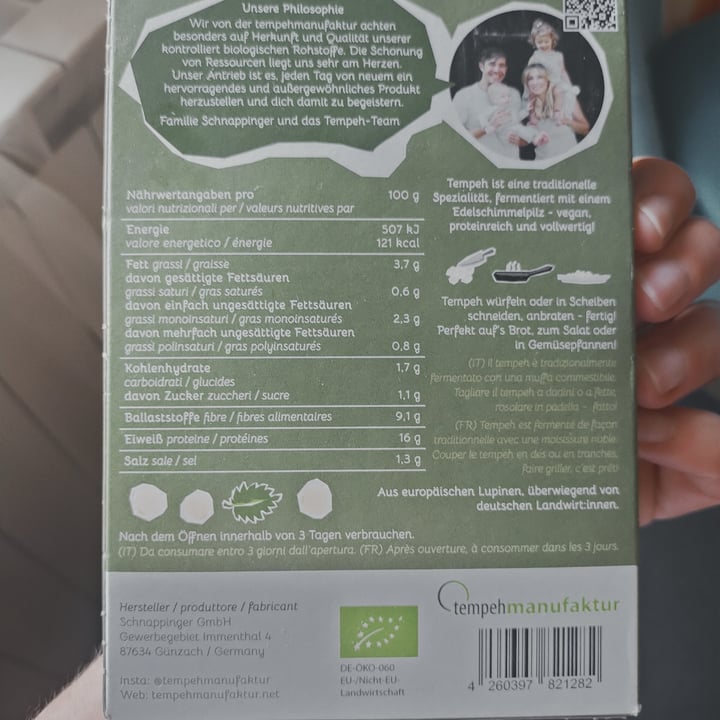 photo of Tempehmanufaktur Tempeh Lupinen Mariniert shared by @sfinge on  01 Aug 2024 - review