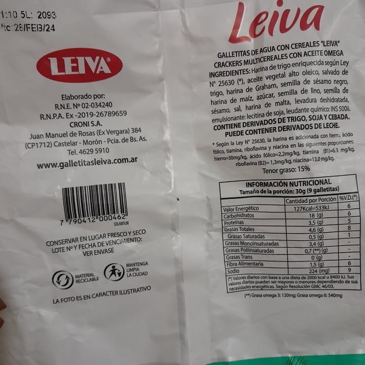 photo of Leiva Mini Multicereal Marca "Leiva" shared by @floresamarillas on  27 Oct 2023 - review