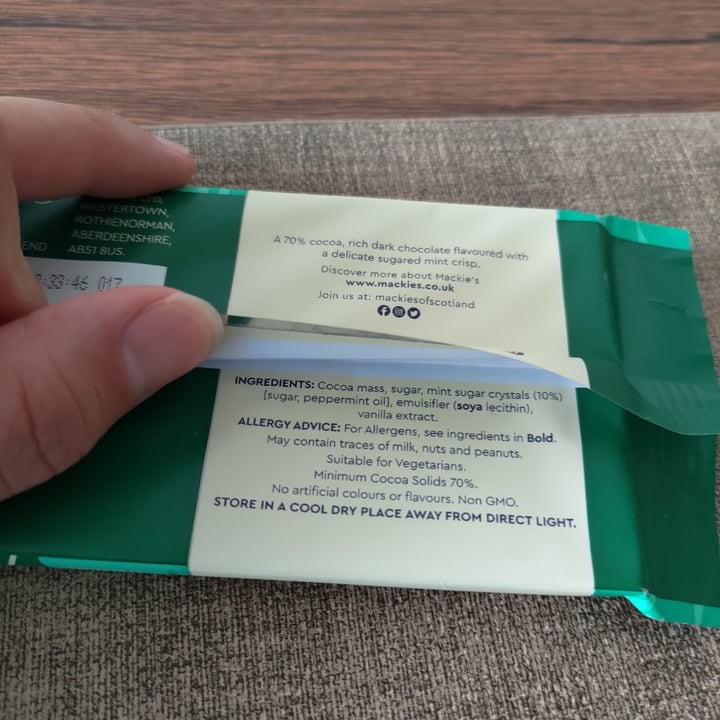 photo of Mackie's of Scotland Dark chocolate with Scottish Mint shared by @stevenneoh on  04 Sep 2023 - review