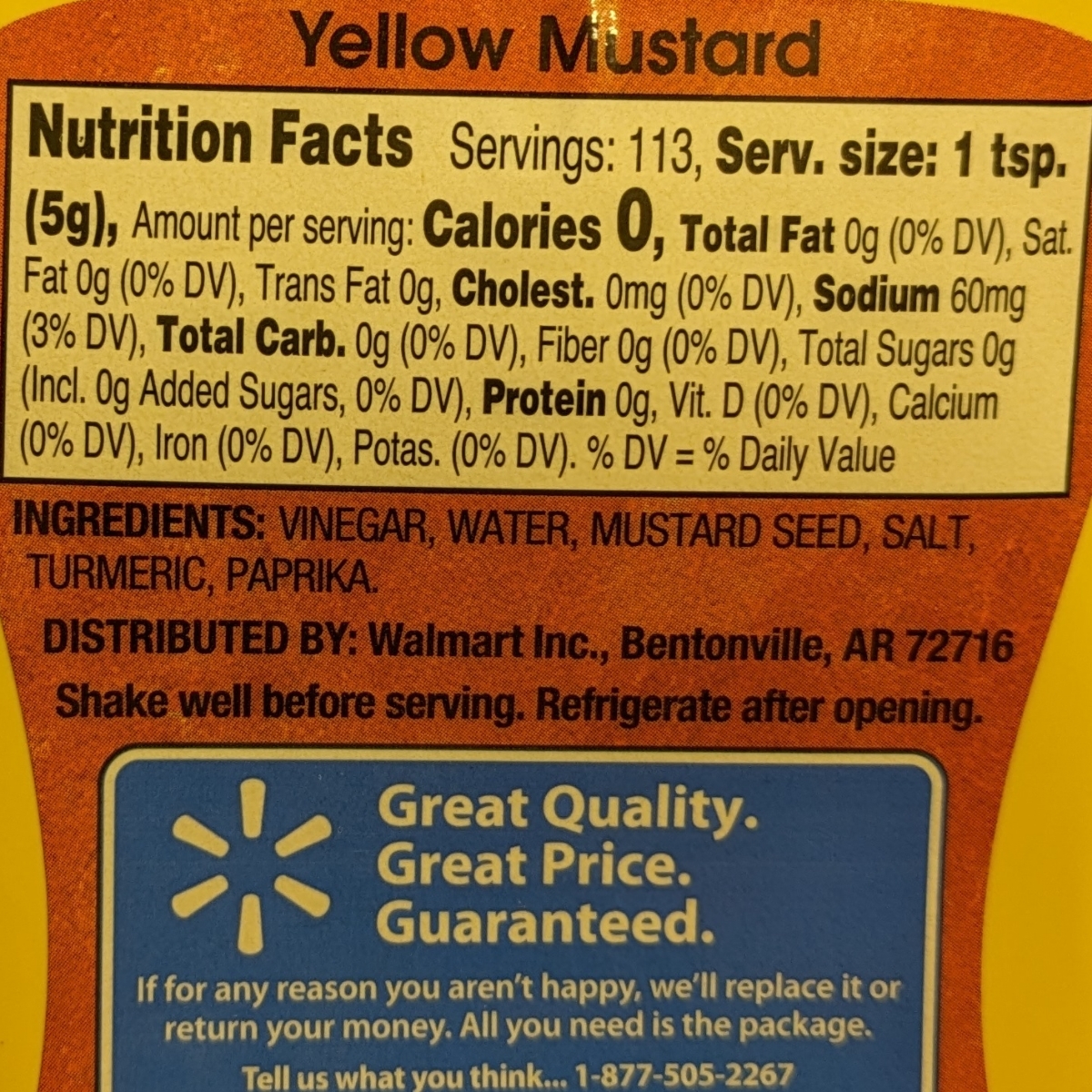Great Value Yellow Mustard Reviews abillion