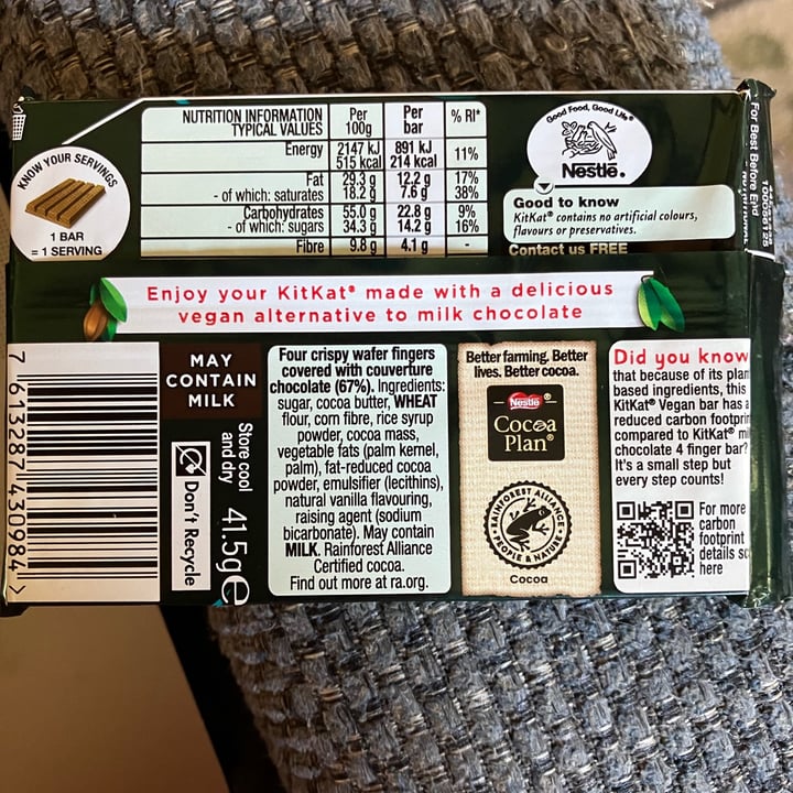 photo of Kit kat Nestle vegan kit kat shared by @sunflowermichelle on  05 Oct 2024 - review