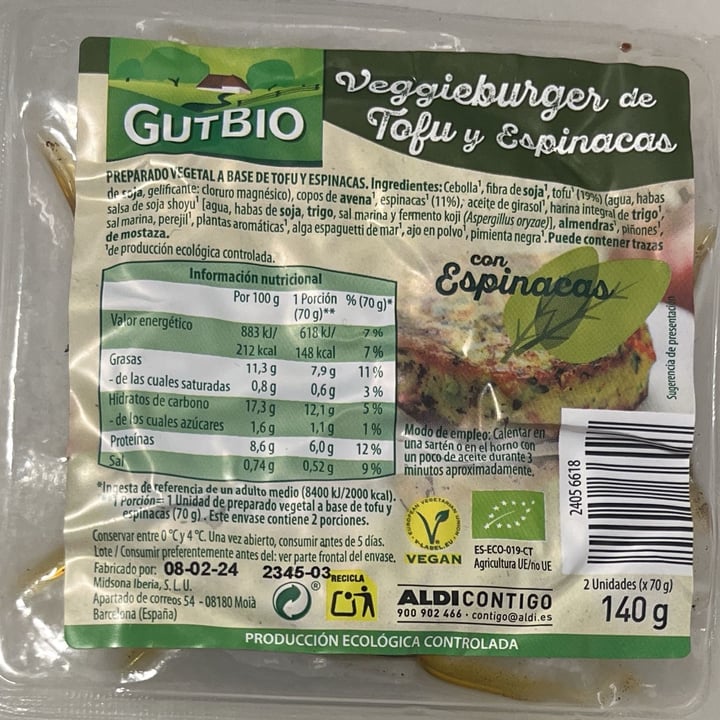photo of GutBio Hamburguesa tofu y espinacas shared by @azabachepeluda on  10 Jan 2024 - review