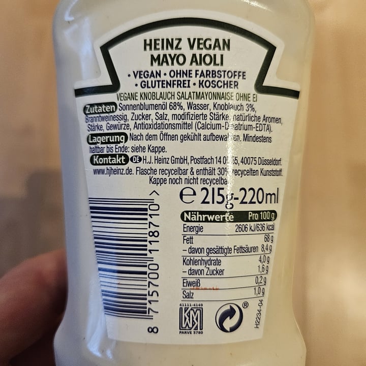photo of Heinz Vegan aoli shared by @fabi-abi on  07 May 2024 - review