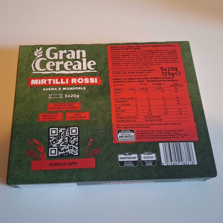 photo of Gran Cereale Barrette mirtilli rossi, avena e mandorle shared by @darkessa on  07 Oct 2025 - review