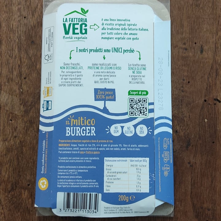 photo of la fattoria veg burger zero pesce 100%gusto shared by @hypatia on  19 Aug 2023 - review